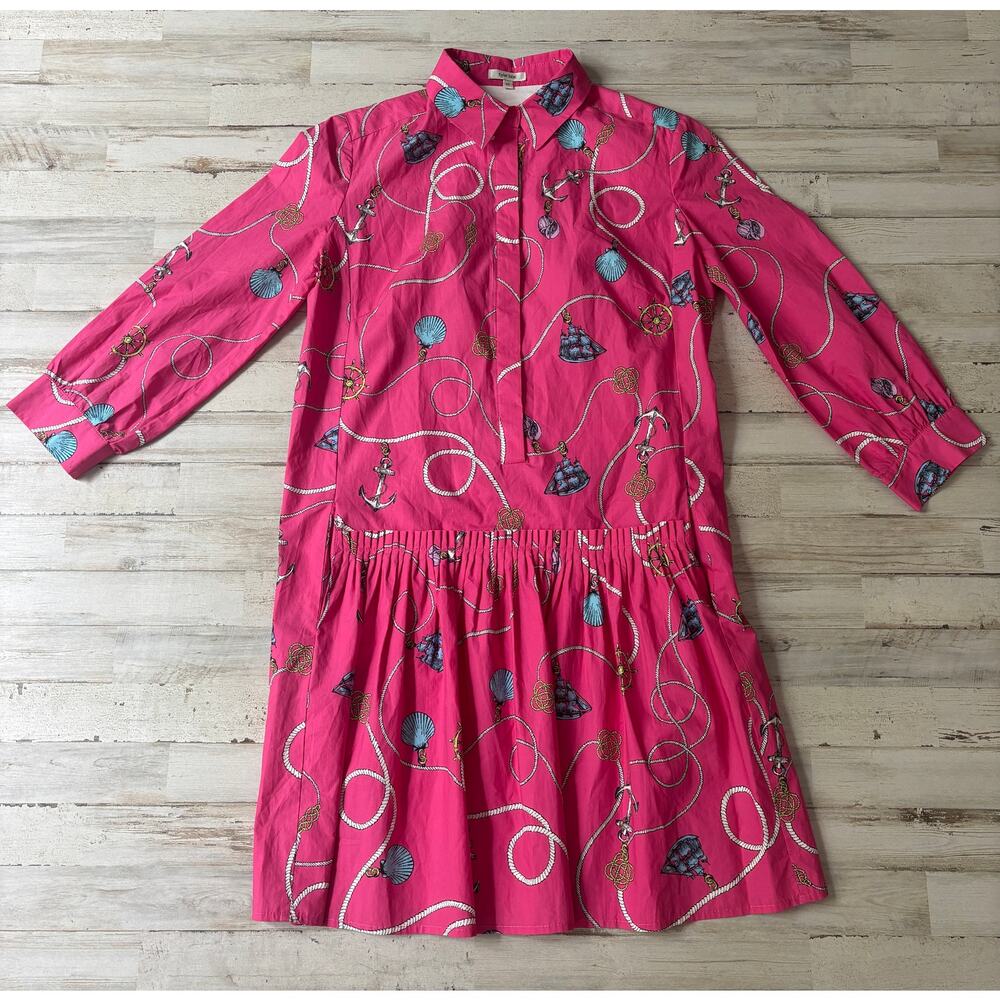 Cute Tyler Boe Drop Waist Pink Nautical Theme Sail Anchor Dress sz XS EUC